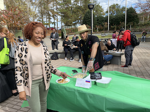 students celebrating spring on campus