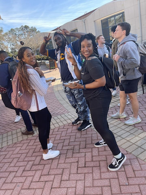students on club day on campus
