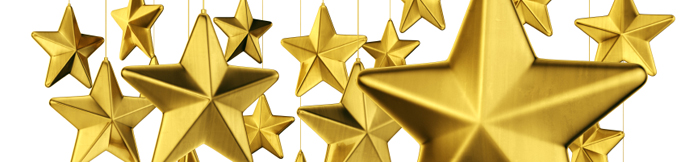 3d rendering of gold stars